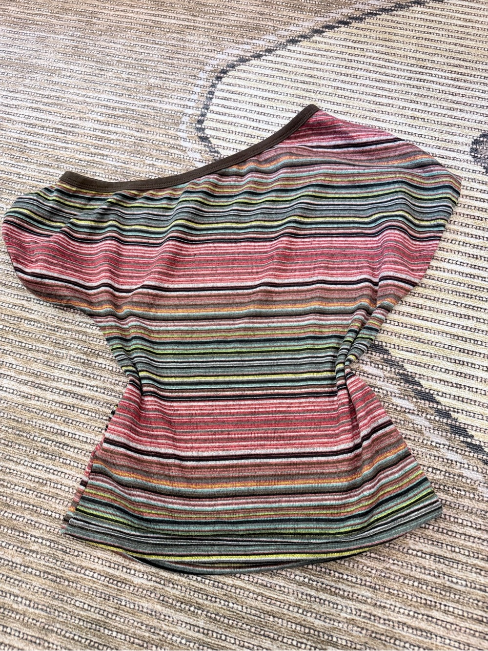 Cider striped one shoulder top